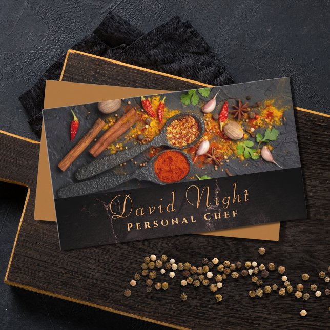 Tarjeta De Visita Diseño de Comida de Mármol Chef personal (Subido por el creador)
