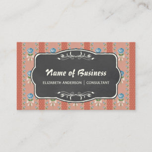 Tarjeta De Visita Diseño de Consultor de Pizarra Floral