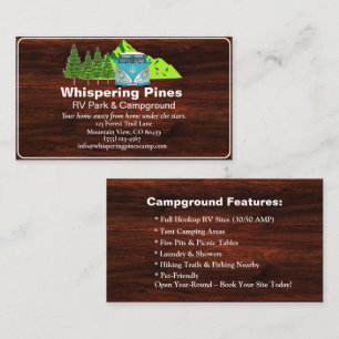 Tarjeta De Visita Diseño de contacto de Rustic Campground RV Park