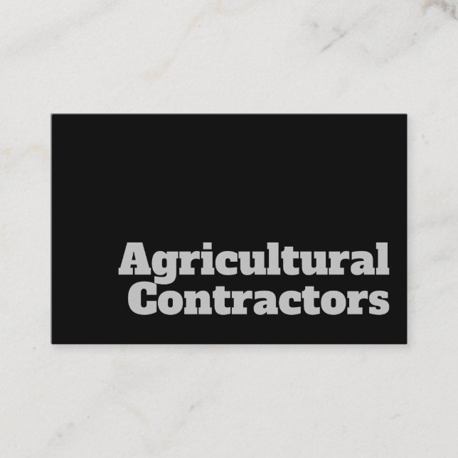 Tarjeta De Visita Diseño de contratistas agrícolas audaces y claros (Anverso)