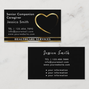 Tarjeta De Visita Diseño de corazón dorado para cuidadores senior