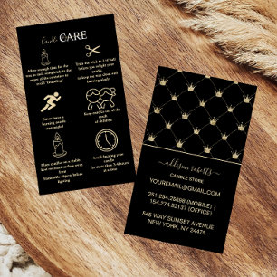 Tarjeta De Visita Diseño de corona de oro negro elegante cuidado de