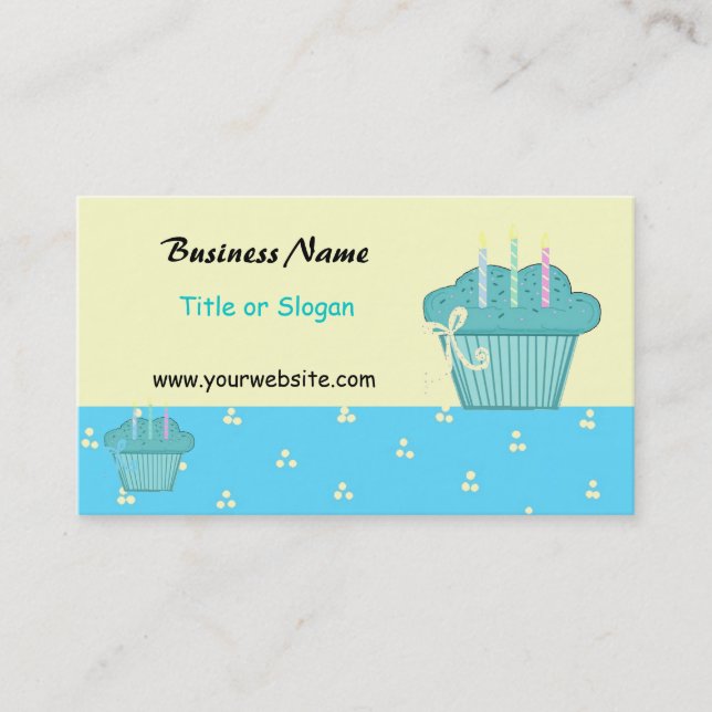 Tarjeta De Visita Diseño de Cupcake Azul Lindo (Anverso)