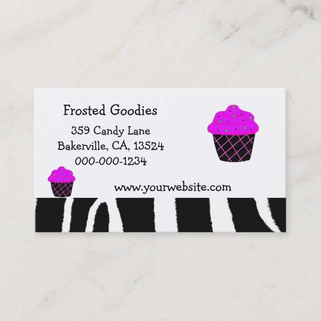 Tarjeta De Visita Diseño de Cupcake Morado (Anverso)