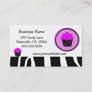 Tarjeta De Visita Diseño de Cupcake Morado Elegante
