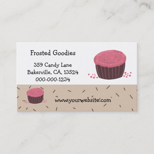 Tarjeta De Visita Diseño de Cupcake Rosa (Anverso)