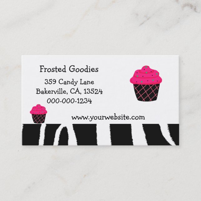 Tarjeta De Visita Diseño de Cupcake Rosa Neon (Anverso)