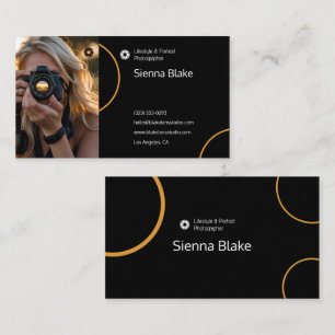 Tarjeta De Visita Diseño de curva dorada para fotógrafo moderno y el