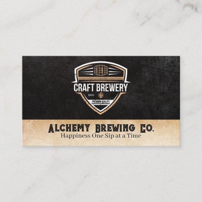 Tarjeta De Visita Diseño de distintivos de cervecería de época | Res (Anverso)
