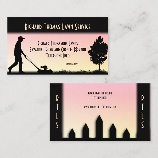 Tarjeta De Visita Diseño de doble cara de Lawn Service (Anverso / Reverso)