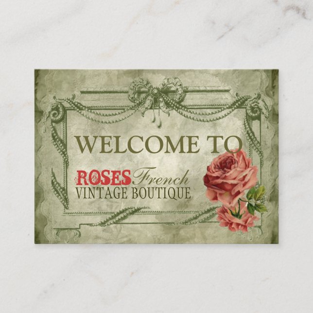 Tarjeta De Visita Diseño de encaje adornado francés del rosa del (Anverso)