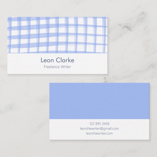 Tarjeta De Visita Diseño de Entramado Azul Simplemente Moderno (Anverso / Reverso)