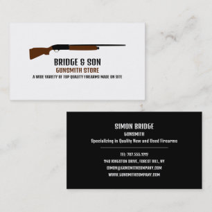 Tarjeta De Visita Diseño de escopeta, Gunsmith, Gunstore