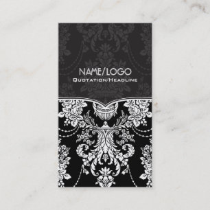 Tarjeta De Visita Diseño de estilo barroco blanco y negro