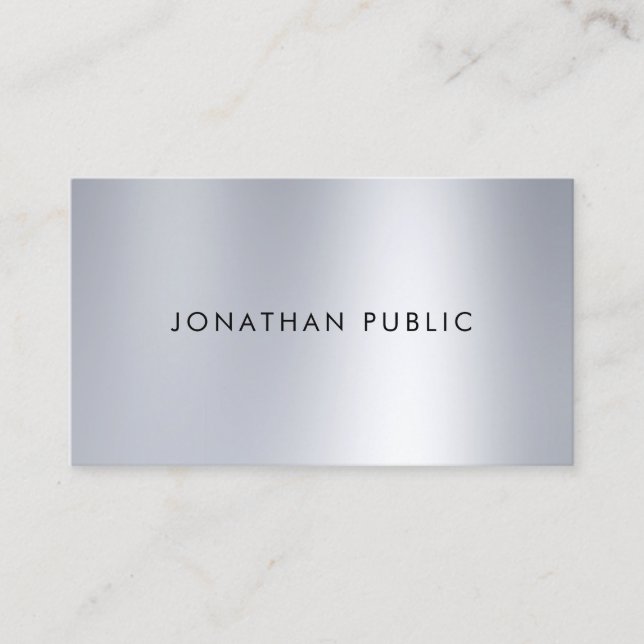 Tarjeta De Visita Diseño de estilo plateado Moderno elegante elegant (Anverso)