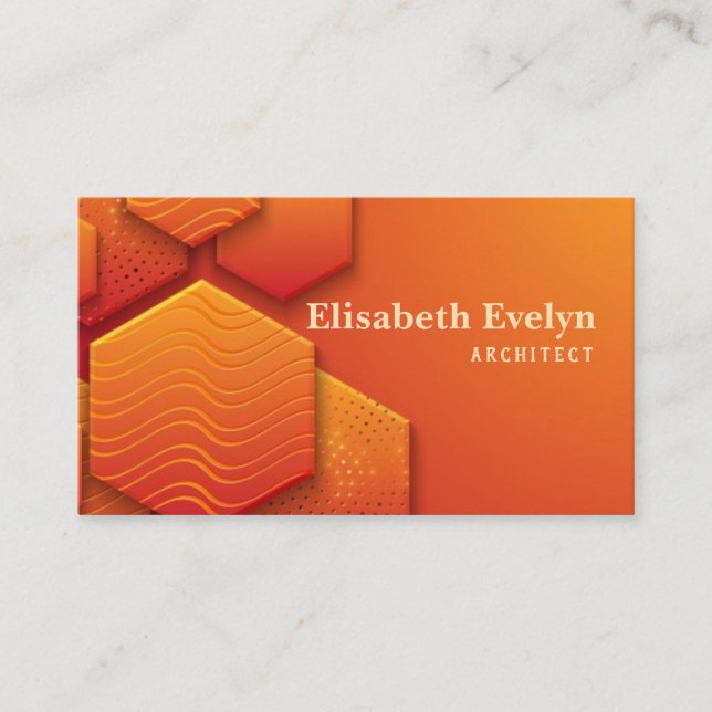 Tarjeta De Visita Diseño de fondo naranja texturado en estilo 3d (Anverso)