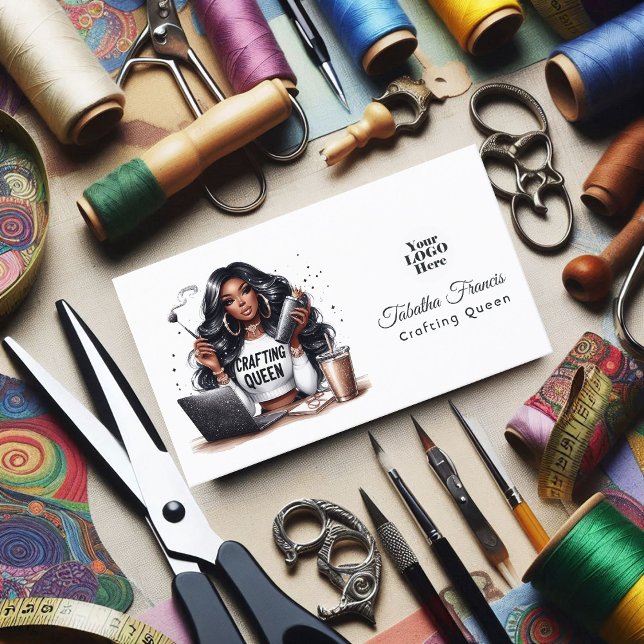 Tarjeta De Visita Diseño de fortalecimiento de la Reina Africano-Est (African American Crafting Queen Empowerment Design Business Card)
