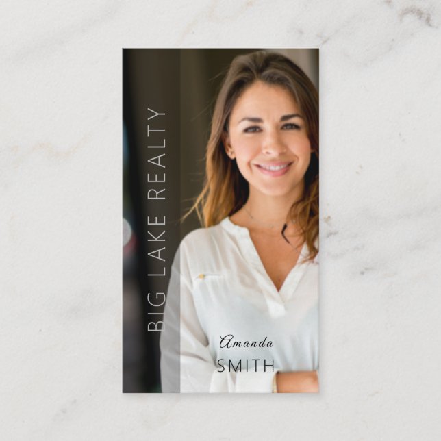 Tarjeta De Visita Diseño de fotos verticales modernas de Realtor per (Anverso)