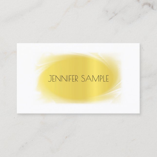 Tarjeta De Visita Diseño de glamour creativo estilo moderno de oro (Anverso)