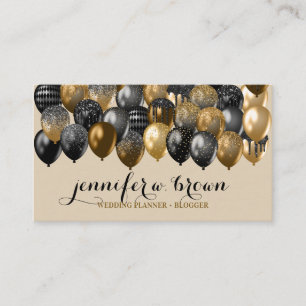 Tarjeta De Visita Diseño de globo de fiesta con salpicaduras de beig