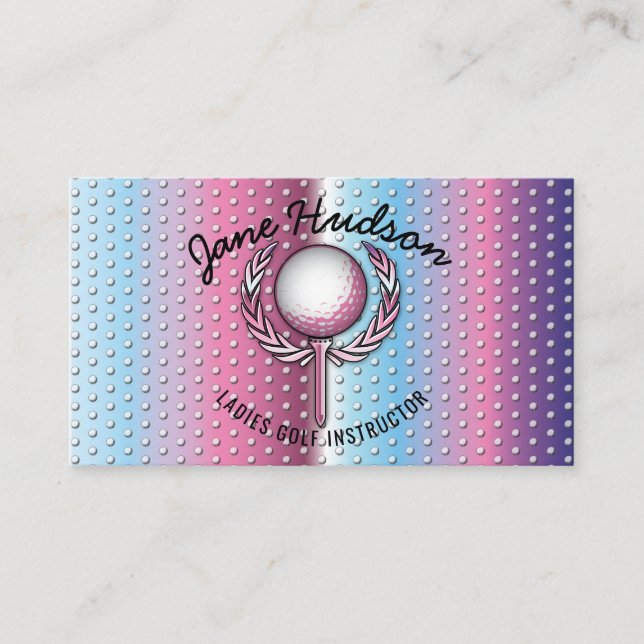 Tarjeta De Visita Diseño de Golf Gold Elegant Ladies (Anverso)