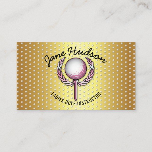 Tarjeta De Visita Diseño de Golf Gold Elegant Ladies (Anverso)