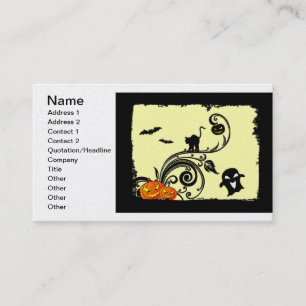 Tarjeta De Visita Diseño de Halloween con gatos y calabazas