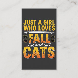 Tarjeta De Visita Diseño de Halloween de chicas gatos de otoño_1