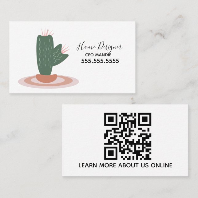 Tarjeta De Visita Diseño de Hogar Cactus Planta  (Anverso / Reverso)