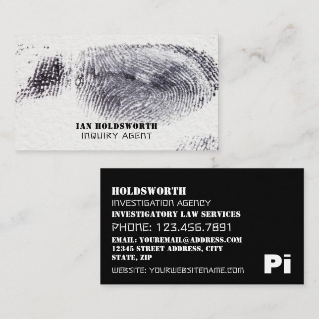 Tarjeta De Visita Diseño de huellas digitales, investigador de detec (Anverso / Reverso)