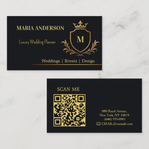 Tarjeta De Visita Diseño de identidad de lujo premium oro corona neg
