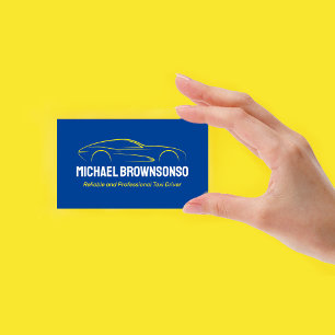 Tarjeta De Visita Diseño de Ilustración de Coche de Lujo Amarillo Az