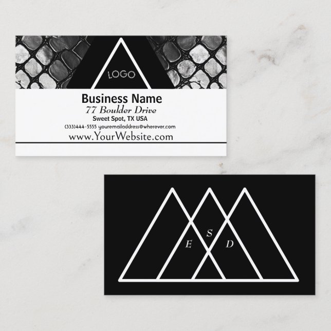 Tarjeta De Visita Diseño de impresión de Piel de serpiente negro (Anverso / Reverso)