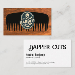 Tarjeta De Visita Diseño de Insignia de Barbería Peine Grano de