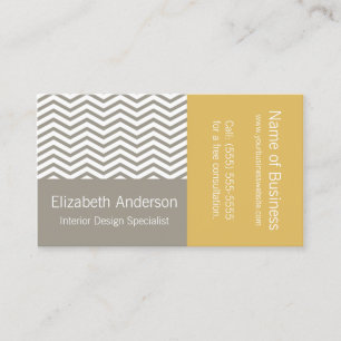 Tarjeta De Visita Diseño de Interiores Chevron Gris