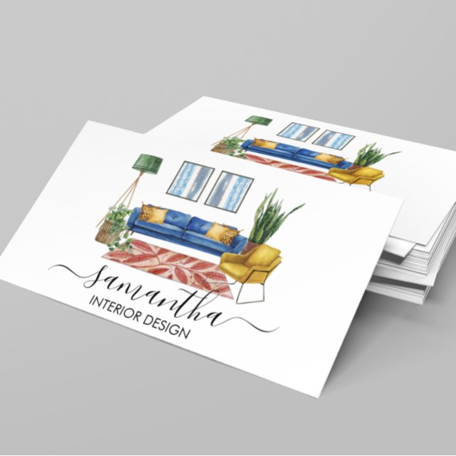 Tarjeta De Visita Diseño de interiores de caligrafía manuscrita de c (Subido por el creador)