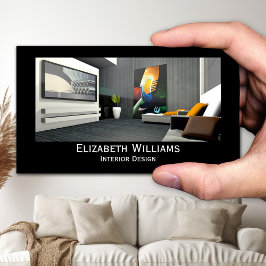 Tarjeta De Visita Diseño de interiores de foto personalizada en blan