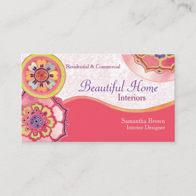 Tarjeta De Visita Diseño de interiores del patrón de Lotus asiático (Anverso)