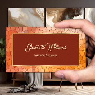 Tarjeta De Visita Diseño de interiores en oro terracota Borgoña