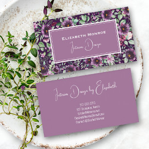 Tarjeta De Visita Diseño de interiores florales de Purple Peonies