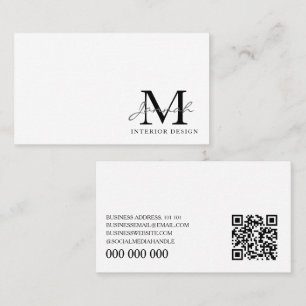 Tarjeta De Visita Diseño de interiores minimalista blanco simple Mon