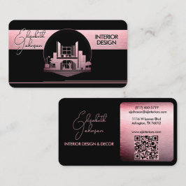 Tarjeta De Visita Diseño de interiores o logotipo de arquitecto negr