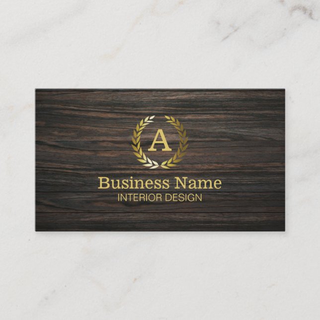 Tarjeta De Visita Diseño de interiores profesionales Monograma Dorad (Anverso)