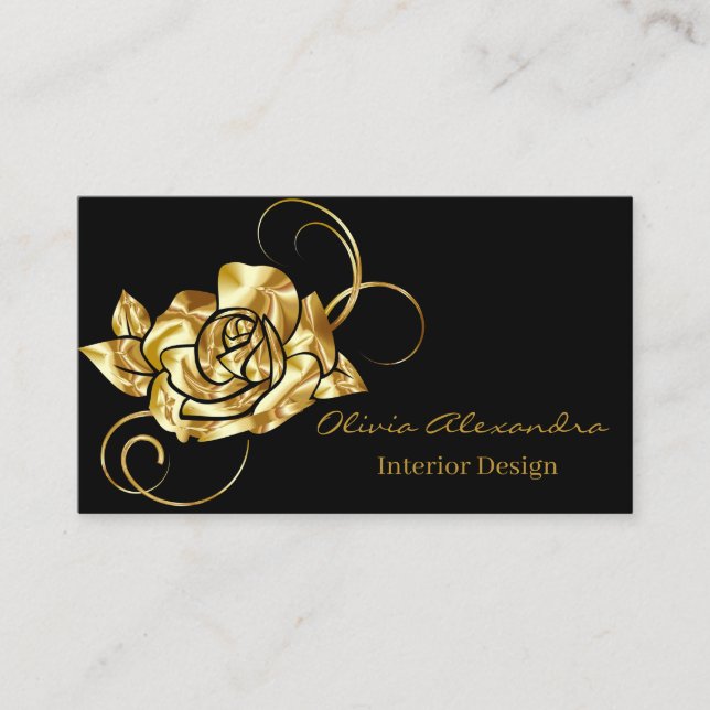 Tarjeta De Visita Diseño de Interiores Rosa Dorada (Anverso)