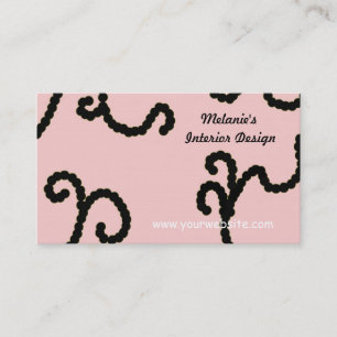 Tarjeta De Visita Diseño de interiores rosa y negro
