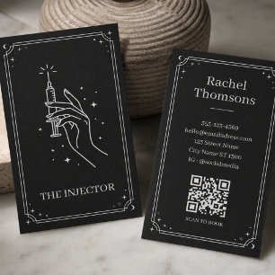 Tarjeta De Visita Diseño de inyector negro Tarot Celestial QR