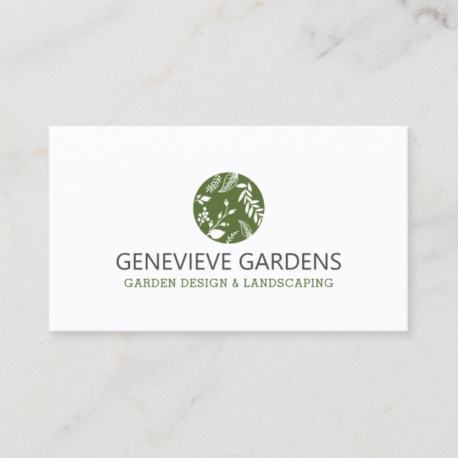Tarjeta De Visita Diseño de Jardín de Variedades Vegetales (Anverso)