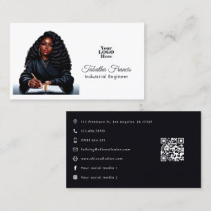 Tarjeta De Visita Diseño de Jefa Negra Afro Empoderada