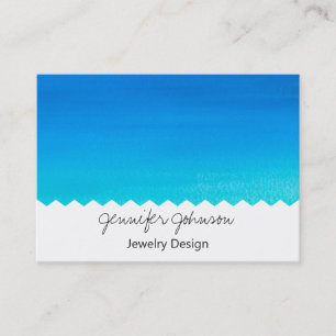 Tarjeta De Visita Diseño de joyas azules de color de agua de patrón