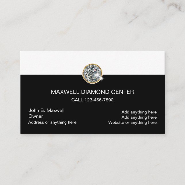Tarjeta De Visita Diseño de joyas de diamantes (Anverso)
